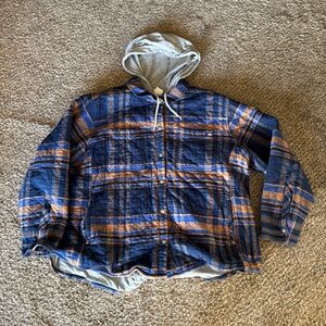Dickies Women’s 2X Work Flannel Hooded‎ Shirt Jacket Cotton Lined Snap Up